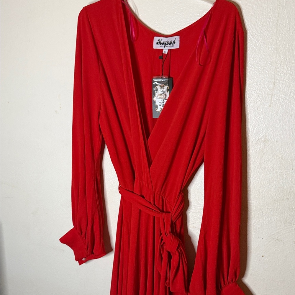 Meghan LA Vibrant Red Long Sleeve Dress